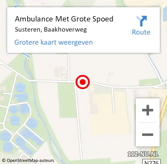 Locatie op kaart van de 112 melding: Ambulance Met Grote Spoed Naar Susteren, Baakhoverweg op 19 mei 2018 23:15