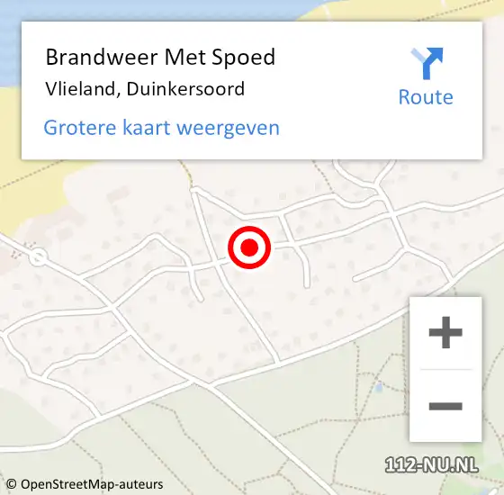 Locatie op kaart van de 112 melding: Brandweer Met Spoed Naar Vlieland, Duinkersoord op 19 mei 2018 23:51