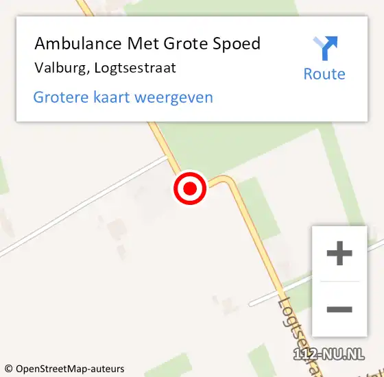 Locatie op kaart van de 112 melding: Ambulance Met Grote Spoed Naar Valburg, Logtsestraat op 20 mei 2018 01:05