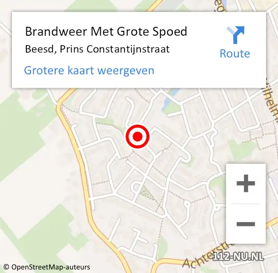 Locatie op kaart van de 112 melding: Brandweer Met Grote Spoed Naar Beesd, Prins Constantijnstraat op 20 mei 2018 01:14