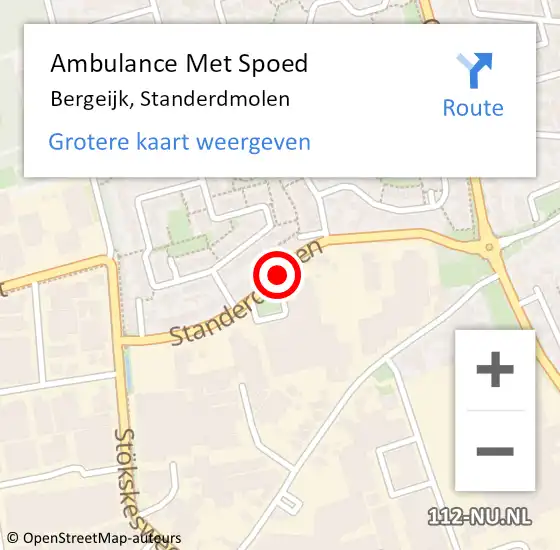 Locatie op kaart van de 112 melding: Ambulance Met Spoed Naar Bergeijk, Standerdmolen op 20 mei 2018 01:37