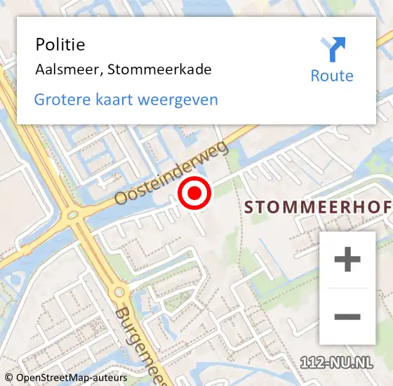 Locatie op kaart van de 112 melding: Politie Aalsmeer, Stommeerkade op 20 mei 2018 02:54