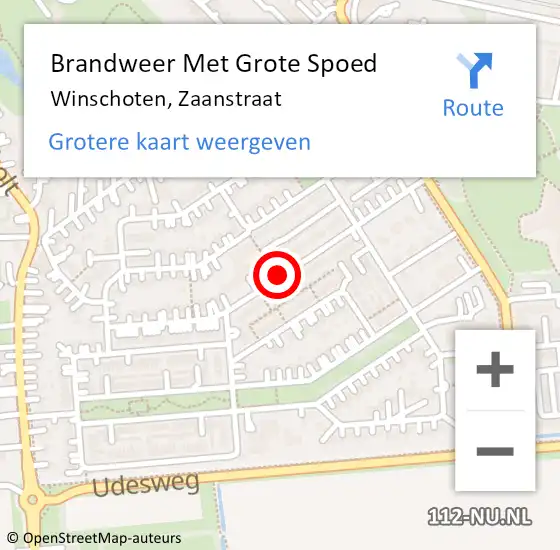 Locatie op kaart van de 112 melding: Brandweer Met Grote Spoed Naar Winschoten, Zaanstraat op 20 mei 2018 03:15