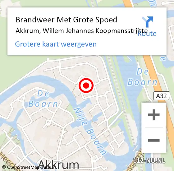 Locatie op kaart van de 112 melding: Brandweer Met Grote Spoed Naar Akkrum, Willem Jehannes Koopmansstrjitte op 25 februari 2014 07:37