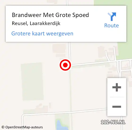 Locatie op kaart van de 112 melding: Brandweer Met Grote Spoed Naar Reusel, Laarakkerdijk op 20 mei 2018 05:01