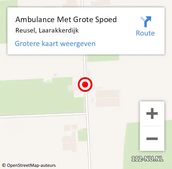 Locatie op kaart van de 112 melding: Ambulance Met Grote Spoed Naar Reusel, Laarakkerdijk op 20 mei 2018 05:01