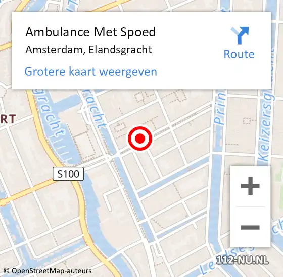 Locatie op kaart van de 112 melding: Ambulance Met Spoed Naar Amsterdam, Elandsgracht op 20 mei 2018 05:06