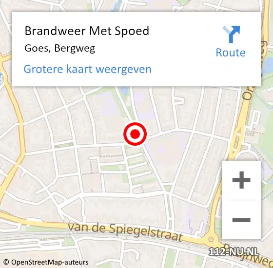 Locatie op kaart van de 112 melding: Brandweer Met Spoed Naar Goes, Bergweg op 20 mei 2018 05:23