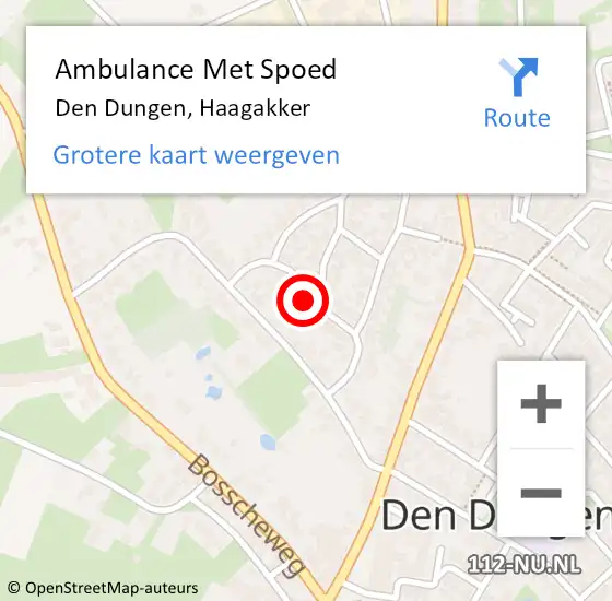 Locatie op kaart van de 112 melding: Ambulance Met Spoed Naar Den Dungen, Haagakker op 20 mei 2018 05:51