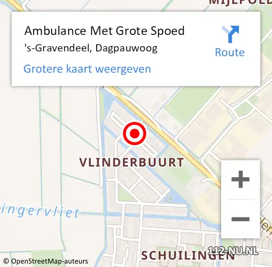 Locatie op kaart van de 112 melding: Ambulance Met Grote Spoed Naar 's-Gravendeel, Dagpauwoog op 20 mei 2018 06:04