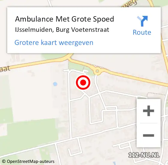 Locatie op kaart van de 112 melding: Ambulance Met Grote Spoed Naar IJsselmuiden, Burg Voetenstraat op 20 mei 2018 07:42