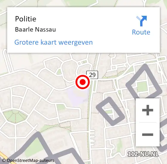 Locatie op kaart van de 112 melding: Politie Baarle Nassau op 20 mei 2018 07:48