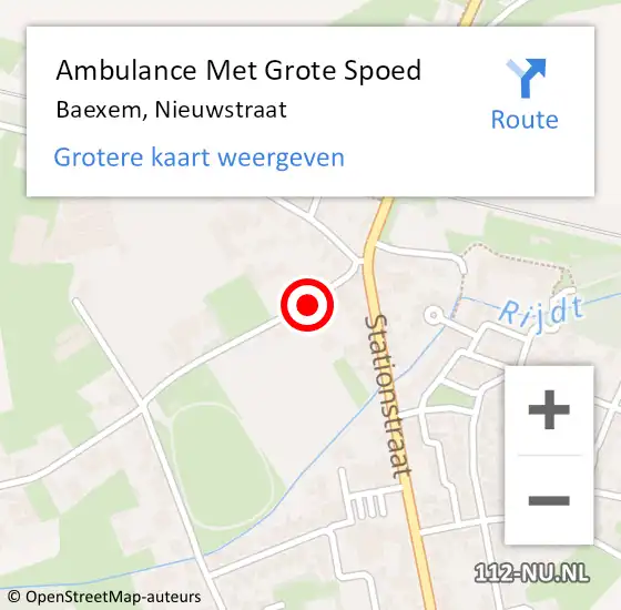 Locatie op kaart van de 112 melding: Ambulance Met Grote Spoed Naar Baexem, Nieuwstraat op 20 mei 2018 08:32