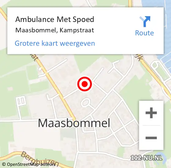 Locatie op kaart van de 112 melding: Ambulance Met Spoed Naar Maasbommel, Kampstraat op 20 mei 2018 09:36