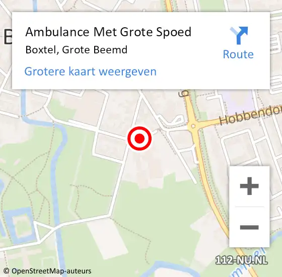 Locatie op kaart van de 112 melding: Ambulance Met Grote Spoed Naar Boxtel, Grote Beemd op 20 mei 2018 09:42