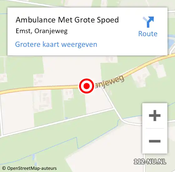 Locatie op kaart van de 112 melding: Ambulance Met Grote Spoed Naar Emst, Oranjeweg op 20 mei 2018 10:44