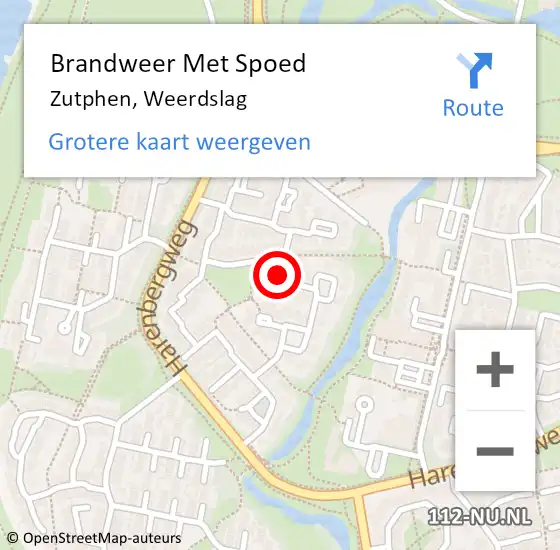 Locatie op kaart van de 112 melding: Brandweer Met Spoed Naar Zutphen, Weerdslag op 20 mei 2018 11:02