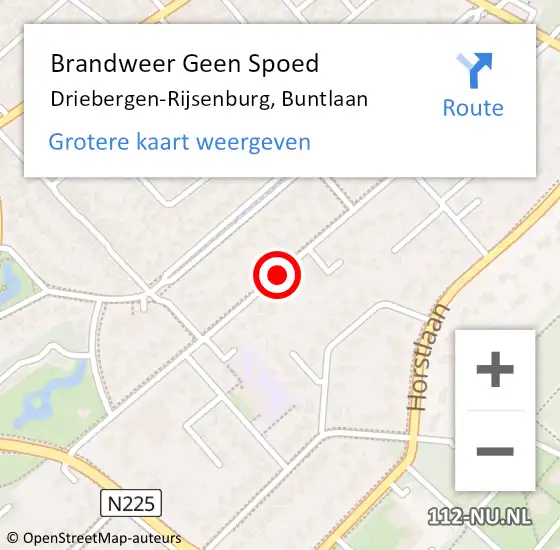 Locatie op kaart van de 112 melding: Brandweer Geen Spoed Naar Driebergen-Rijsenburg, Buntlaan op 20 mei 2018 11:19