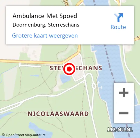 Locatie op kaart van de 112 melding: Ambulance Met Spoed Naar Doornenburg, Sterreschans op 20 mei 2018 11:34