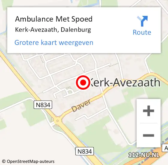 Locatie op kaart van de 112 melding: Ambulance Met Spoed Naar Kerk-Avezaath, Dalenburg op 20 mei 2018 11:43