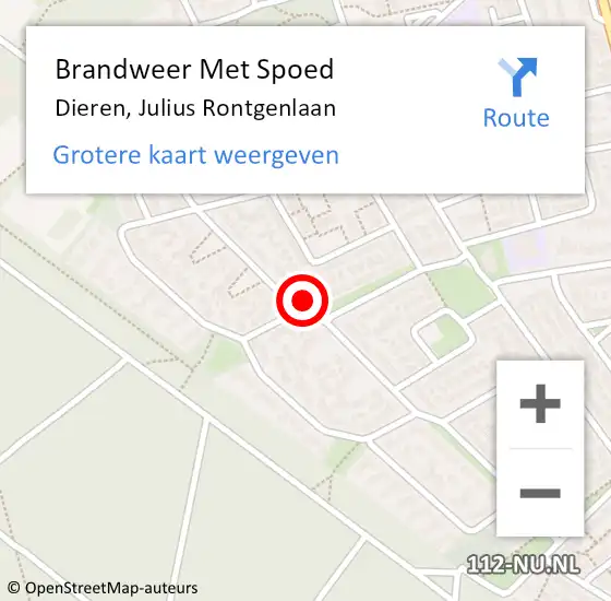 Locatie op kaart van de 112 melding: Brandweer Met Spoed Naar Dieren, Julius Rontgenlaan op 20 mei 2018 11:48