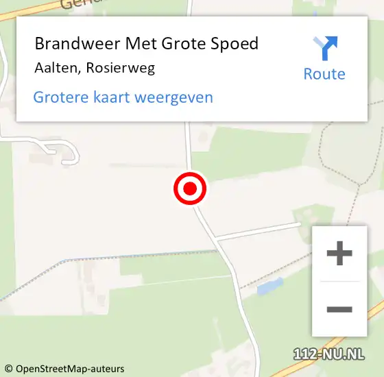 Locatie op kaart van de 112 melding: Brandweer Met Grote Spoed Naar Aalten, Rosierweg op 20 mei 2018 11:48