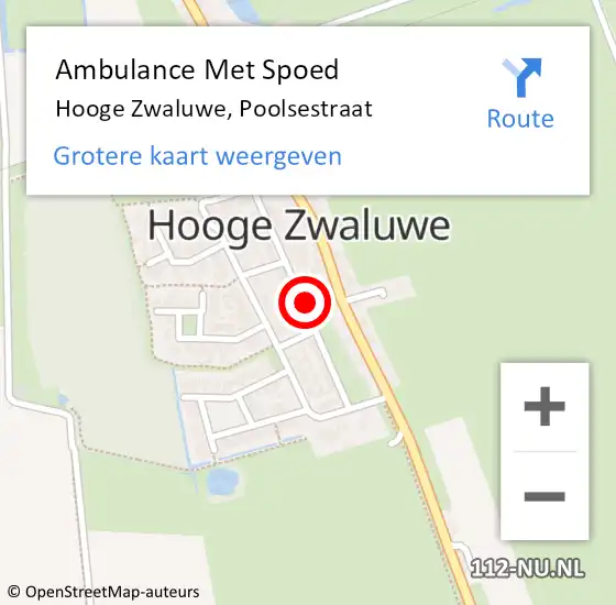 Locatie op kaart van de 112 melding: Ambulance Met Spoed Naar Hooge Zwaluwe, Poolsestraat op 20 mei 2018 12:18