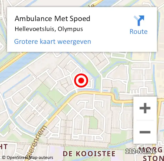 Locatie op kaart van de 112 melding: Ambulance Met Spoed Naar Hellevoetsluis, Olympus op 20 mei 2018 12:57