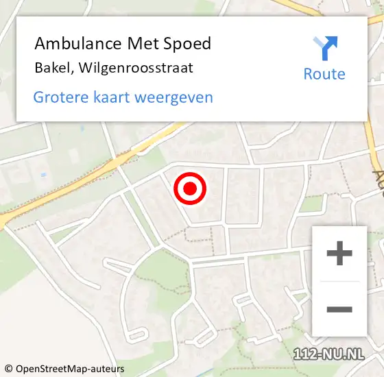 Locatie op kaart van de 112 melding: Ambulance Met Spoed Naar Bakel, Wilgenroosstraat op 20 mei 2018 13:16