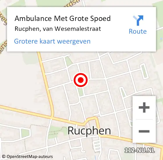 Locatie op kaart van de 112 melding: Ambulance Met Grote Spoed Naar Rucphen, van Wesemalestraat op 20 mei 2018 13:34