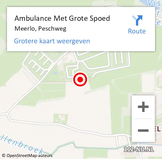 Locatie op kaart van de 112 melding: Ambulance Met Grote Spoed Naar Meerlo, Peschweg op 20 mei 2018 13:45