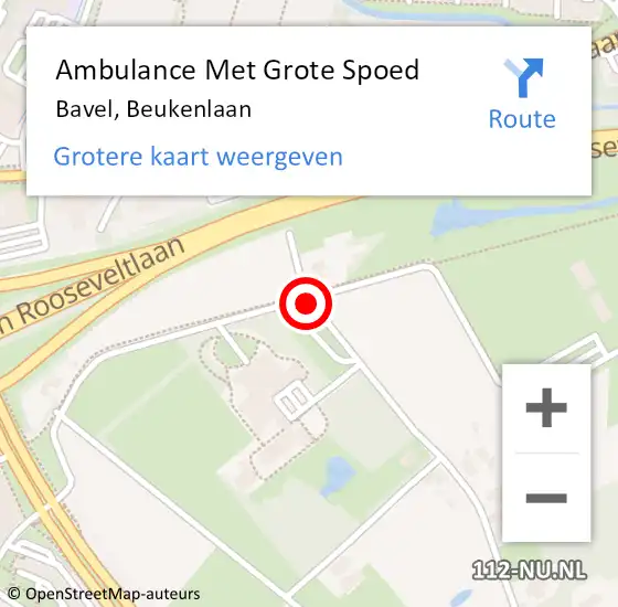 Locatie op kaart van de 112 melding: Ambulance Met Grote Spoed Naar Bavel, Beukenlaan op 20 mei 2018 13:53