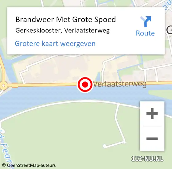 Locatie op kaart van de 112 melding: Brandweer Met Grote Spoed Naar Gerkesklooster, Verlaatsterweg op 20 mei 2018 14:04