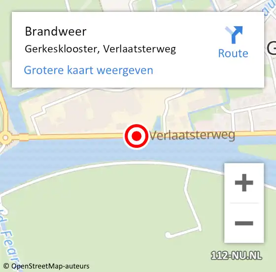 Locatie op kaart van de 112 melding: Brandweer Gerkesklooster, Verlaatsterweg op 20 mei 2018 14:07