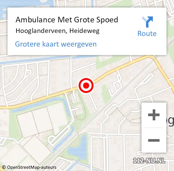 Locatie op kaart van de 112 melding: Ambulance Met Grote Spoed Naar Hooglanderveen, Heideweg op 20 mei 2018 15:16