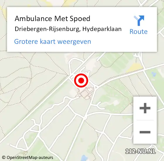 Locatie op kaart van de 112 melding: Ambulance Met Spoed Naar Driebergen-Rijsenburg, Hydeparklaan op 20 mei 2018 15:20