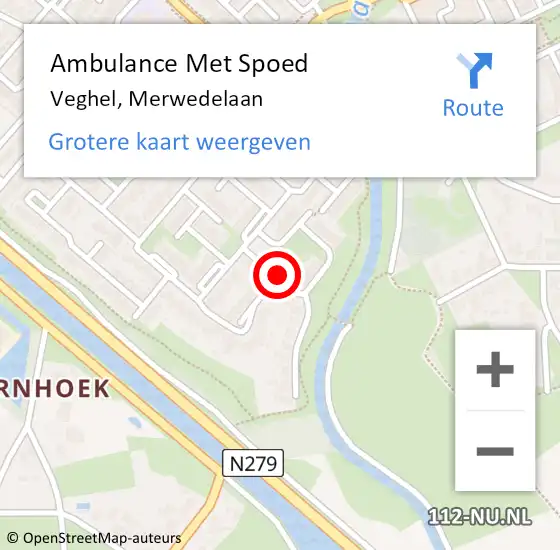 Locatie op kaart van de 112 melding: Ambulance Met Spoed Naar Veghel, Merwedelaan op 20 mei 2018 16:41