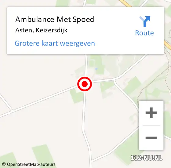 Locatie op kaart van de 112 melding: Ambulance Met Spoed Naar Asten, Keizersdijk op 20 mei 2018 17:08