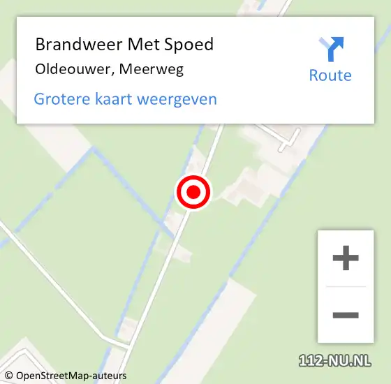 Locatie op kaart van de 112 melding: Brandweer Met Spoed Naar Oldeouwer, Meerweg op 20 mei 2018 17:09