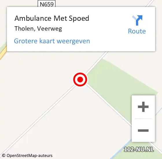 Locatie op kaart van de 112 melding: Ambulance Met Spoed Naar Tholen, Veerweg op 20 mei 2018 17:17