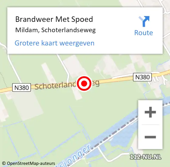 Locatie op kaart van de 112 melding: Brandweer Met Spoed Naar Mildam, Schoterlandseweg op 20 mei 2018 17:33