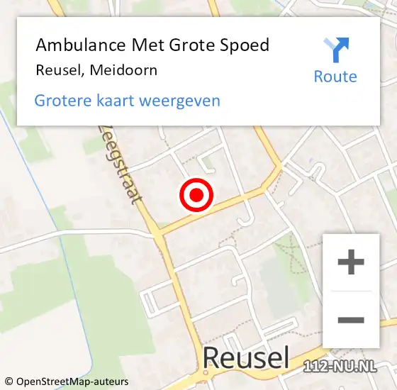 Locatie op kaart van de 112 melding: Ambulance Met Grote Spoed Naar Reusel, Meidoorn op 20 mei 2018 17:37