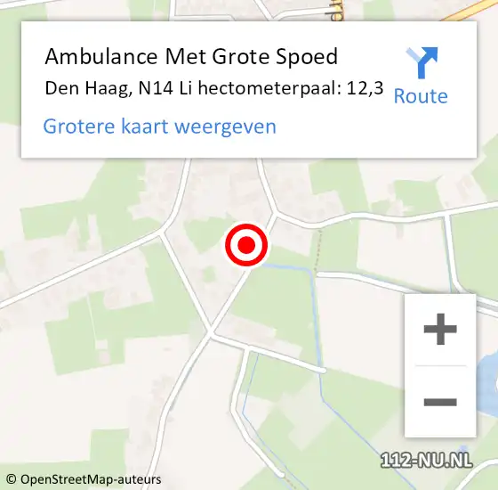 Locatie op kaart van de 112 melding: Ambulance Met Grote Spoed Naar Den Haag, N14 Li hectometerpaal: 12,3 op 20 mei 2018 17:41
