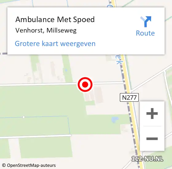 Locatie op kaart van de 112 melding: Ambulance Met Spoed Naar Venhorst, Millseweg op 20 mei 2018 17:52