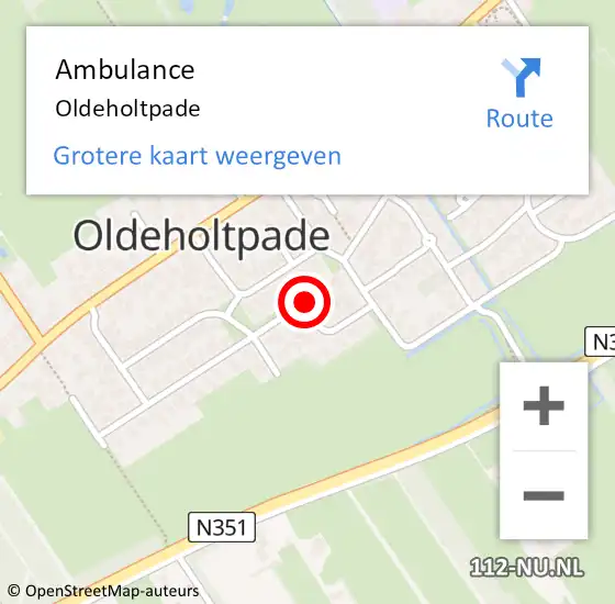 Locatie op kaart van de 112 melding: Ambulance Oldeholtpade op 20 mei 2018 17:52
