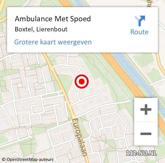 Locatie op kaart van de 112 melding: Ambulance Met Spoed Naar Boxtel, Lierenbout op 20 mei 2018 17:56