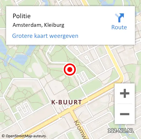 Locatie op kaart van de 112 melding: Politie Amsterdam, Kleiburg op 20 mei 2018 18:16