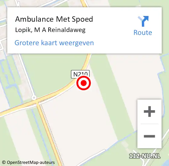 Locatie op kaart van de 112 melding: Ambulance Met Spoed Naar Lopik, M A Reinaldaweg op 20 mei 2018 18:30