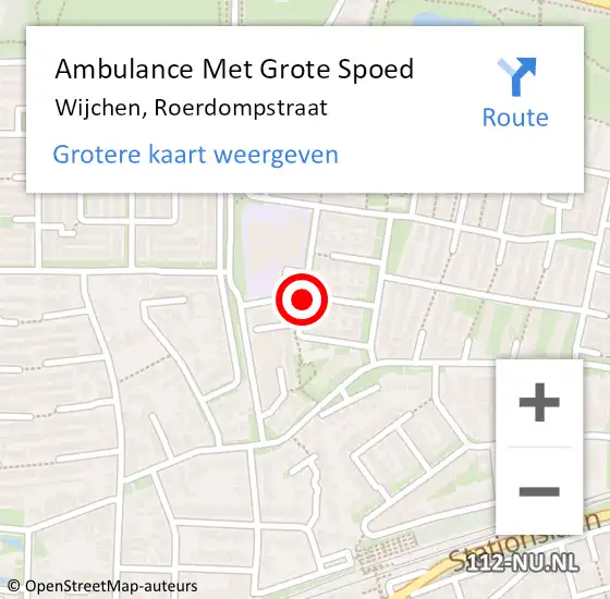 Locatie op kaart van de 112 melding: Ambulance Met Grote Spoed Naar Wijchen, Roerdompstraat op 20 mei 2018 19:14