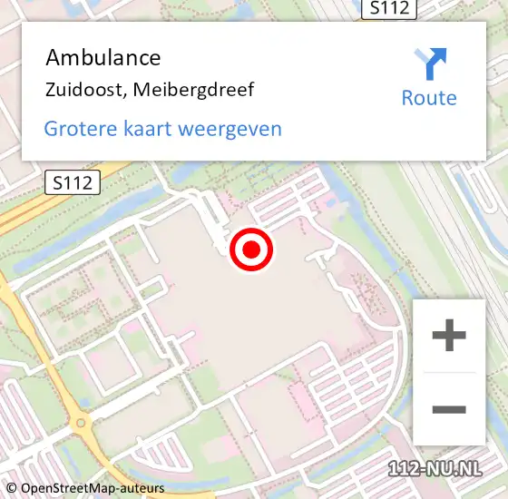 Locatie op kaart van de 112 melding: Ambulance Amsterdam, Meibergdreef op 20 mei 2018 19:22